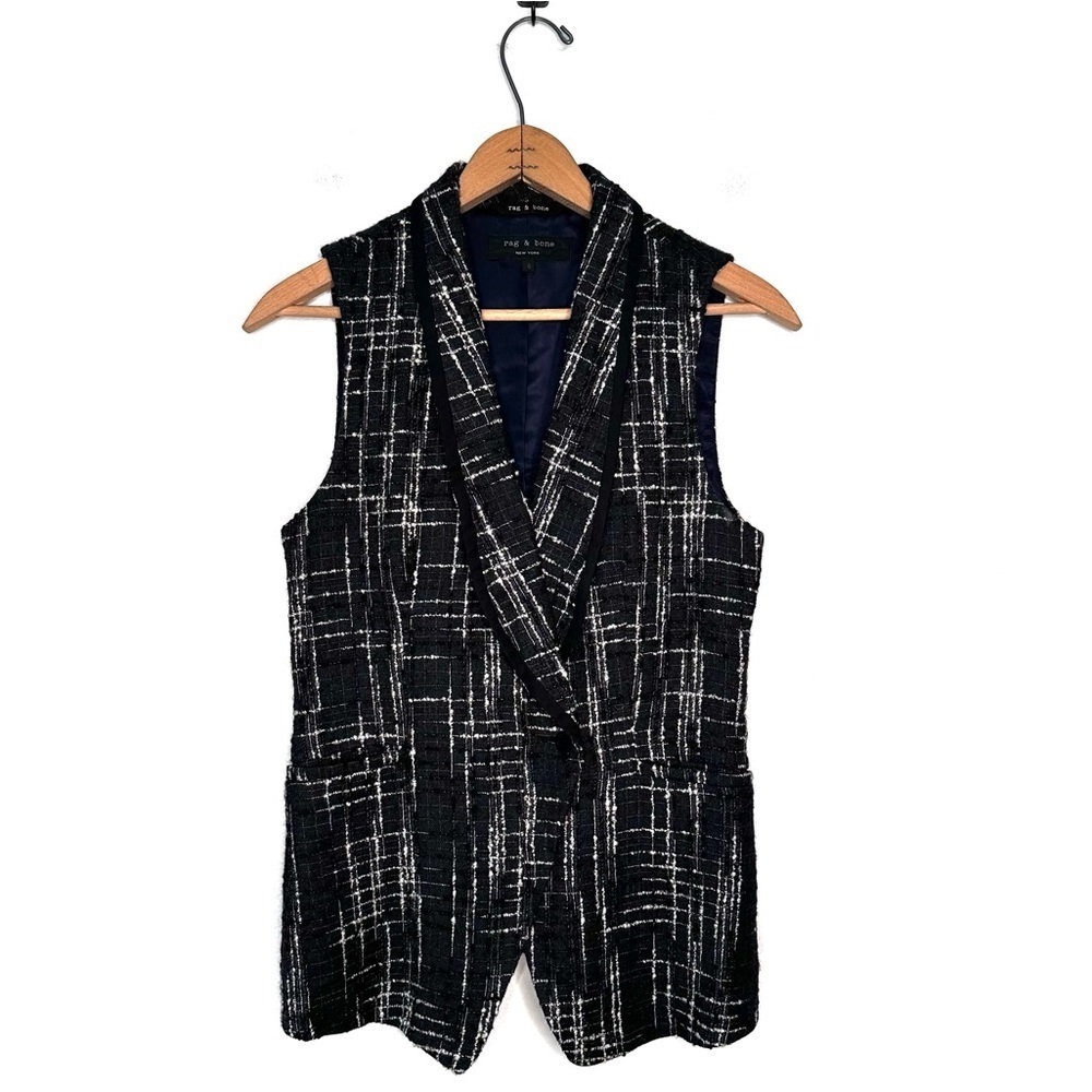 Rag & Bone | Black & White Textured Tweed Blazer-Style Vest Size 4